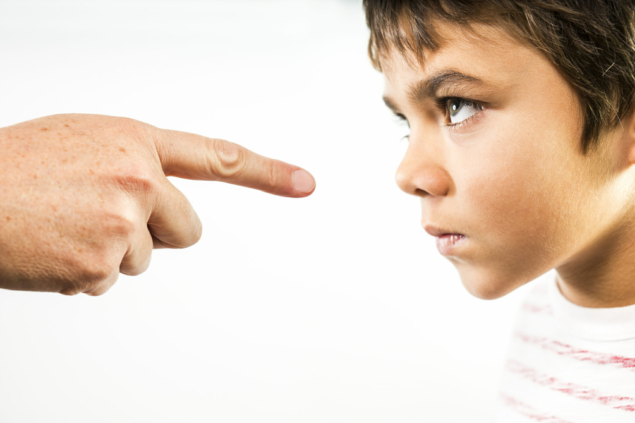 Defiant child being disciplined.