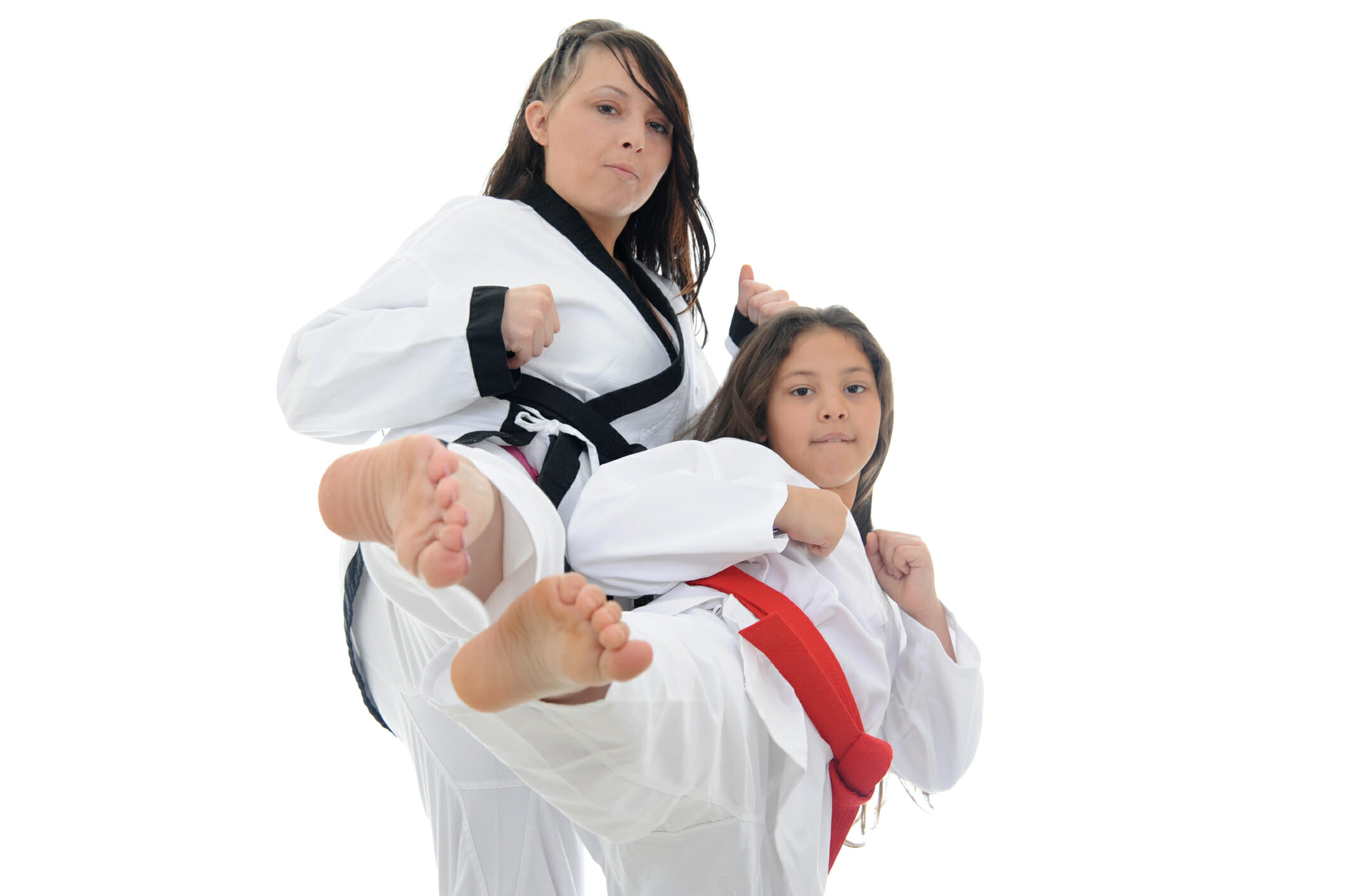 Daughter and Mother doing karate